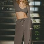 Ribbed Modal Long-Sleeve Crop Top in Charcoal Grey