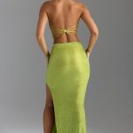 Embellished V-Waist Maxi Skirt in Pear Green - Image 2