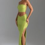 Embellished V-Waist Maxi Skirt in Pear Green - Image 6