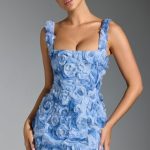 Floral-Appliqu?? Corset Mini Dress in Blue - Image 5