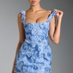Floral-Appliqu?? Corset Mini Dress in Blue - Image 10