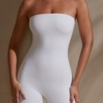 Bandeau Neckline Short Unitard in White - Image 4
