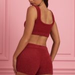 Fluffy Knit Scoop-Neck Bralette in Ruby Red - Image 3
