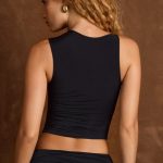 Asymmetric Ruched Tank Top in Black - Image 3