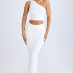 Modal Twist-Front Maxi Skirt in White - Image 5