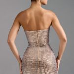 Embellished Bandeau Mini Dress in Almond - Image 2