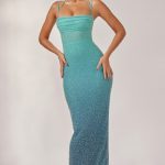 Embellished Maxi Dress in Blue Ombr??