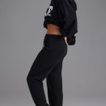 Petite Relaxed Mid-Rise Joggers in Black - Image 3