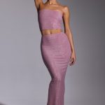 Embellished Mid Rise Gown Skirt in Light Pink