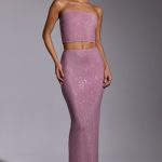 Embellished Mid Rise Gown Skirt in Light Pink - Image 4