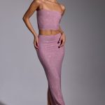 Embellished Mid Rise Gown Skirt in Light Pink - Image 9