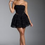 Floral-Appliqu?? Mini Skirt in Black