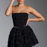 Floral-Appliqu?? Mini Skirt in Black - Image 5