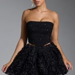 Floral-Appliqu?? Mini Skirt in Black - Image 9