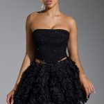 Floral-Appliqu?? Mini Skirt in Black - Image 13