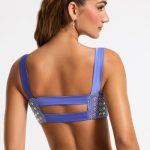 Embellished Square Neck Crop Top in Blue - Image 2