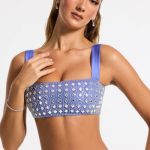 Embellished Square Neck Crop Top in Blue - Image 6