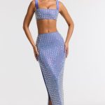 Embellished Square Neck Crop Top in Blue - Image 7