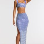 Embellished Square Neck Crop Top in Blue - Image 8
