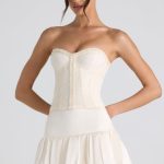Bubble Hem Mid-Rise Micro Mini Skirt in Ivory - Image 5