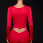 Cut-Out Long-Sleeve Top in Fire Red - Image 2