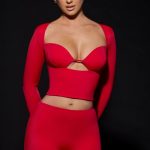 Cut-Out Long-Sleeve Top in Fire Red - Image 5