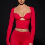 Cut-Out Long-Sleeve Top in Fire Red - Image 6