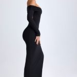 Modal Off-Shoulder Open-Back Maxi Dress in Black - Image 3
