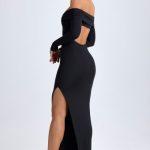 Modal Off-Shoulder Open-Back Maxi Dress in Black - Image 5