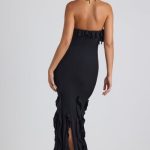 Ruffle-Trim Halterneck Gown in Black - Image 2