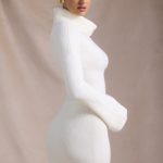 Ribbed-Knit Turtleneck Mini Jumper Dress in Ivory - Image 4