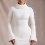 Ribbed-Knit Turtleneck Mini Jumper Dress in Ivory - Image 6