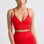 V-Neck Define Luxe Sports Bra in Red - Image 6