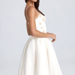 Floral-Appliqu?? Midi Dress in Ivory - Image 3
