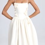 Floral-Appliqu?? Midi Dress in Ivory - Image 4