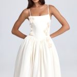 Floral-Appliqu?? Midi Dress in Ivory - Image 5