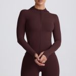 Soft Active Hooded Mid-Layer Jacket in Chocolate - Image 7