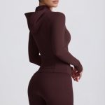 Soft Active Hooded Mid-Layer Jacket in Chocolate - Image 8