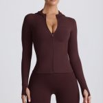 Soft Active Hooded Mid-Layer Jacket in Chocolate - Image 9