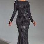 Embellished Open-Back Gown in Black - Image 2