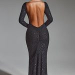 Embellished Open-Back Gown in Black - Image 7