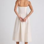 Lace-Trim Pintucked Poplin Midaxi Dress in Ivory - Image 2