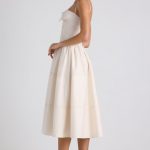 Lace-Trim Pintucked Poplin Midaxi Dress in Ivory - Image 3