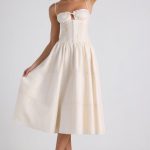 Lace-Trim Pintucked Poplin Midaxi Dress in Ivory - Image 6