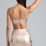 Metallic Denim Mid-Rise Cargo Skirt in Champagne - Image 2