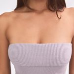 Bandeau Kick Flare Chunky Knit Jumpsuit in Dusty Lavender - Image 4