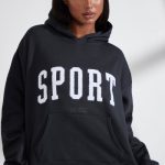 Oversized Hooded Sweatshirt in Black - Image 7