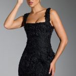 Floral-Appliqu?? Corset Mini Dress in Black - Image 7
