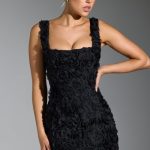 Floral-Appliqu?? Corset Mini Dress in Black - Image 8