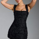 Floral-Appliqu?? Corset Mini Dress in Black - Image 9